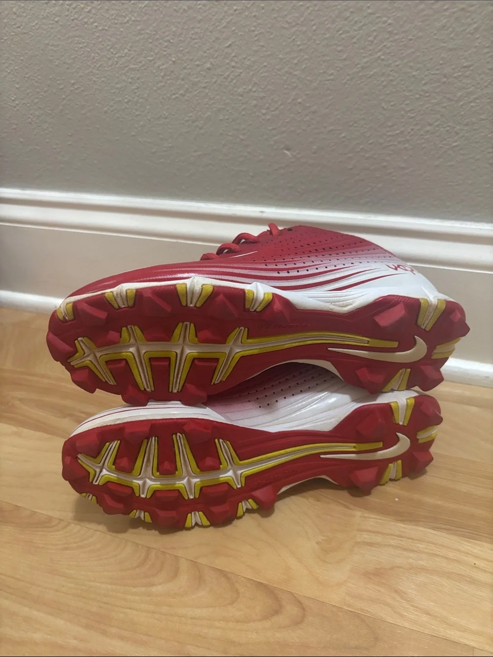 Nike Red Athletic Trainer with White Swoosh Accent Cleats
